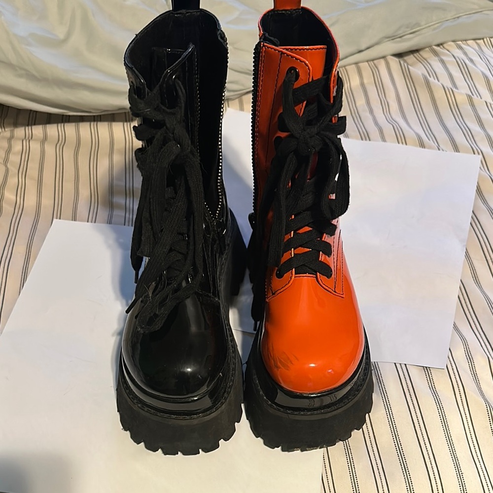 Dolls Kill Black and Orange Women's Boots 6